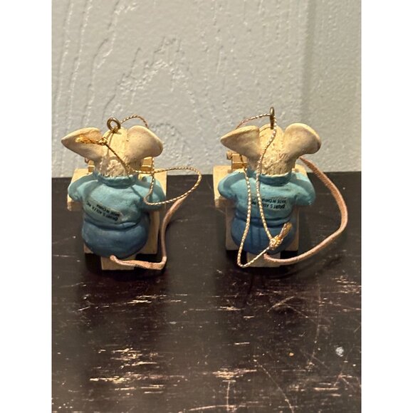 Set of 2 Kurt Adler Hole In The Wall Gang Mouse Christmas Ornaments Secretary - Picture 3 of 4